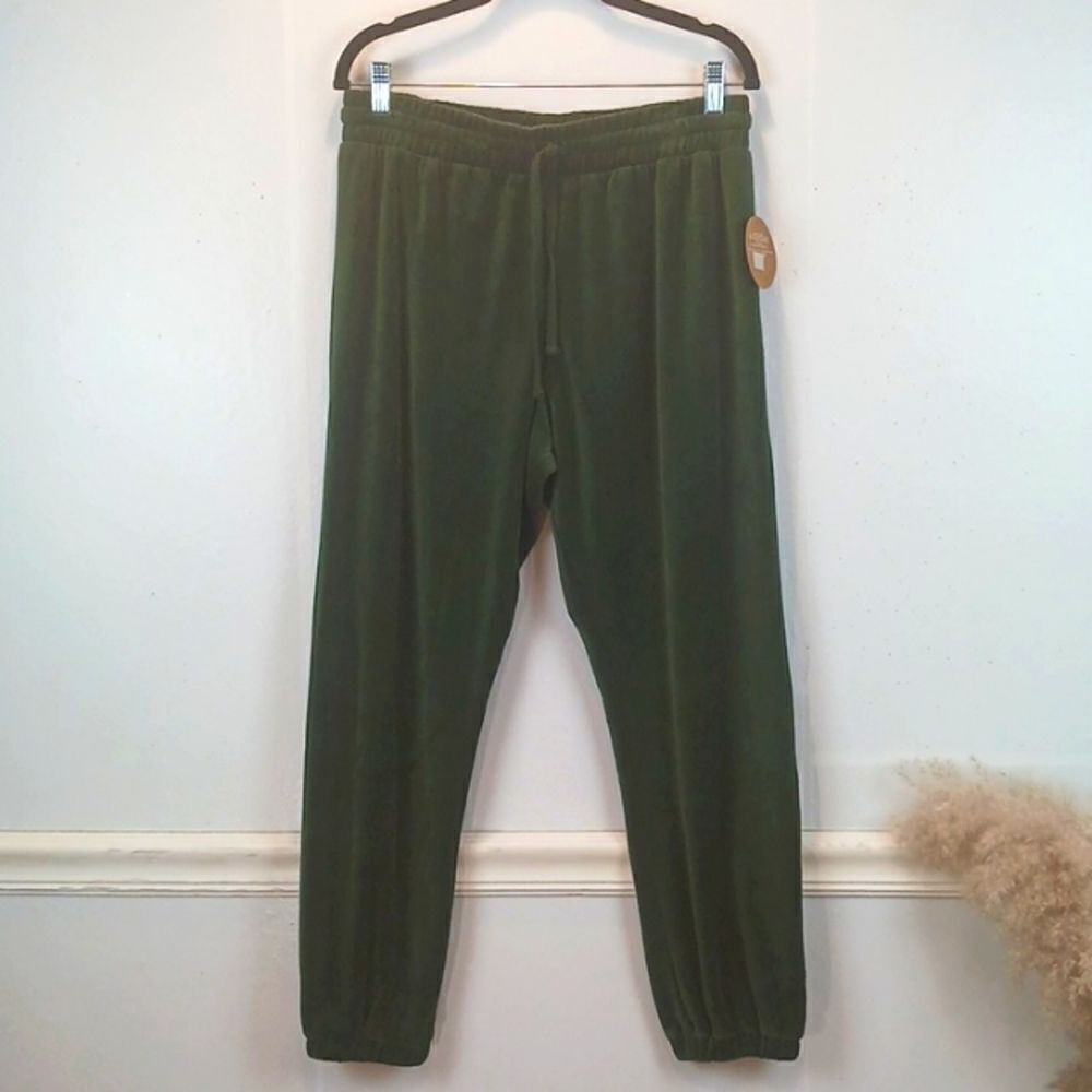 Splendid women's sundown Playa green velour jogger pants size XL